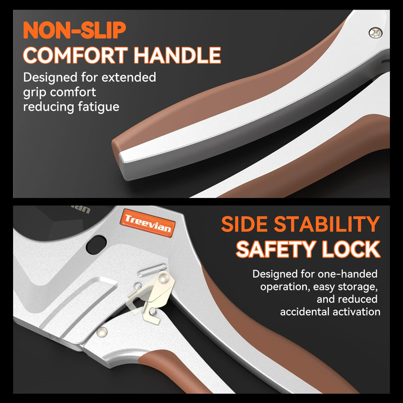 PVC Pipe Cutter with Replaceable SK5 Blade, Cuts Up to 2-1/2"(63mm) Heavy-Duty Pipe Cutter Tool, Thicken Aluminum Aolly Body Ratchet Pipe Cutter for Plumbing Pipes PEP PR Plastic Hoses