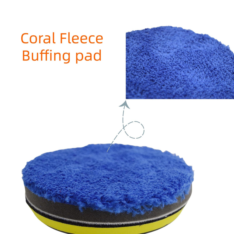 12Pcs 7inch Foam Buffing Polishing Pads Kit, with Coral Fleece Pad, Backing Plate, M14 Drill Adapter, Car Buffing Kit for Car Polishing, Waxing, Sealing Glaze (12Pcs-7inch) 12Pcs-7inch