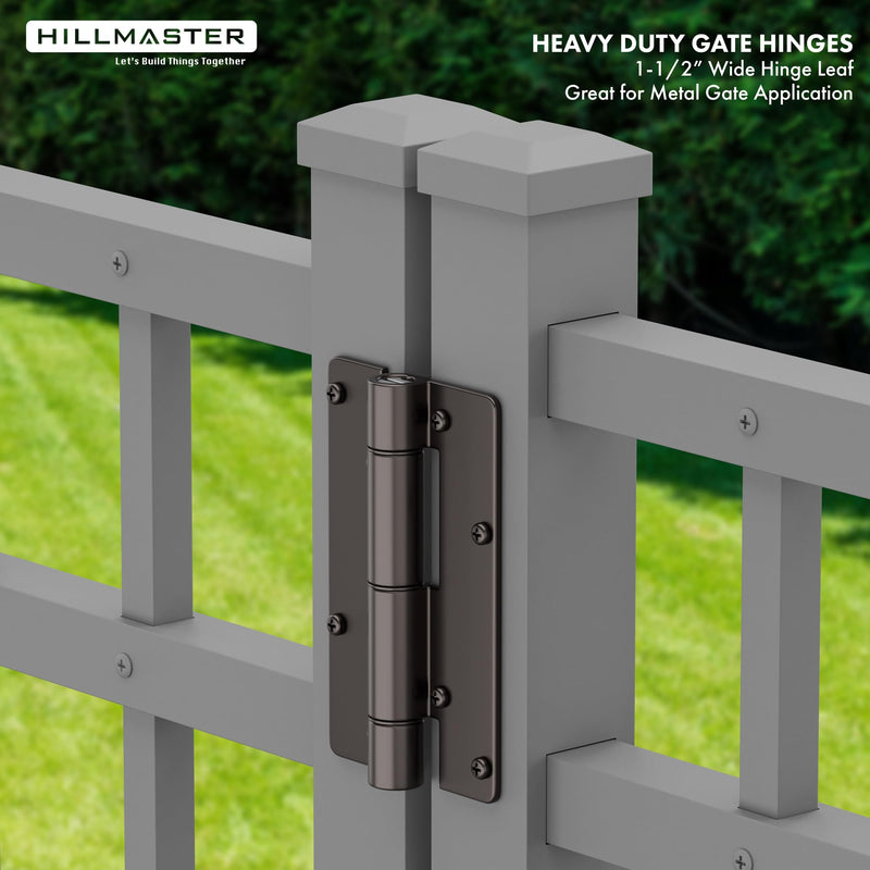 Self Closing Aluminum Gate Hinge for Metal Gates,5-3/4"Fence Door Hinges with Adjustable Tension for Vinyl&PVC Fence,Non-Legged Design Fence Hinges for Indoor Outdoor,Gate Hardware,2Pack,Satin Bronze Satin Bronze