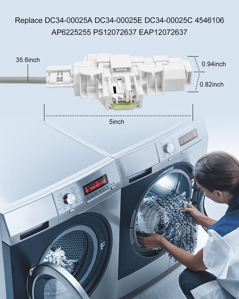 Washer Door Lock Compatible with Samsung Washer, Washer Door Lock Switch Replace DC34-00025A DC34-00025E DC34-00025C 4546106 AP6225255 PS12072637 EAP12072637