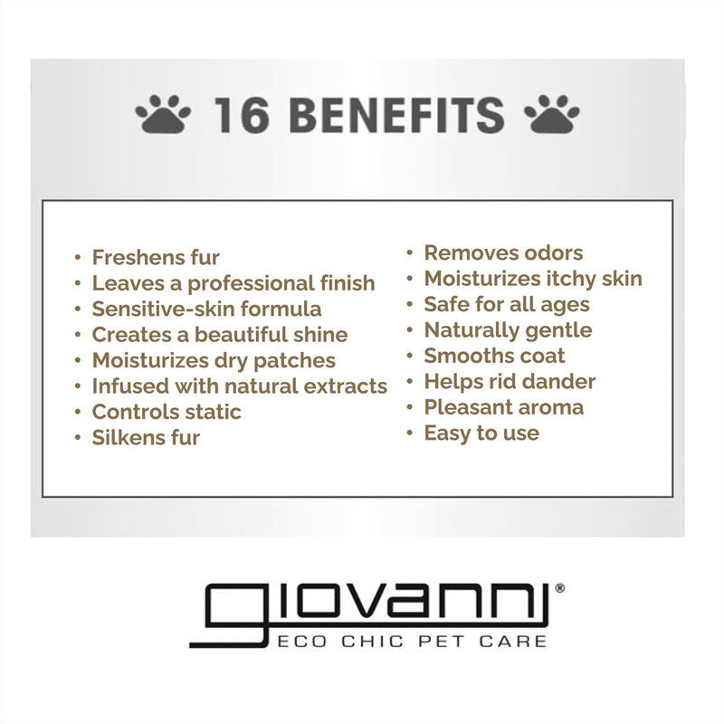 GIOVANNI Professional Pet Shampoo - Oatmeal & Coconut, Aloe Vera, for All Dog Fur Types, Deeply Cleanses, Silkens, Helps Neutralize Odors, Controls Static - 16 oz 16 Fl Oz (Pack of 1) - PawsPlanet Australia