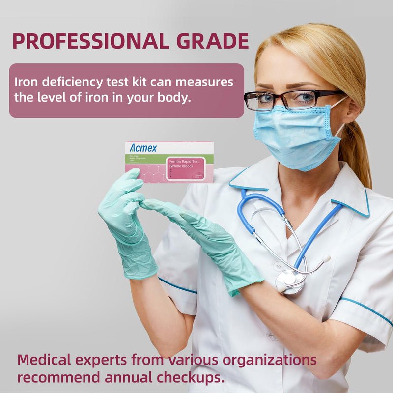 Iron Deficiency Test Kit for Men and Women,Iron Deficiency Test Kit for Adult and Children, Easy for Home Use, Fast Get Result, 2-Pack