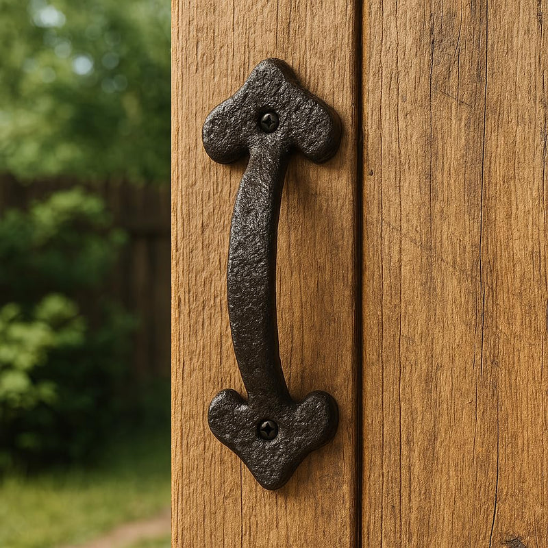 2-Pack 7-Inch Heavy-Duty Cast Iron Barn Door Handle – Medieval-Grade Rustic Gate Pull for Sheds, Fences & Cabinets – Vintage Black Finish – Installs in Minutes, Built to Last a Lifetime 7" - 2 Pack Heart