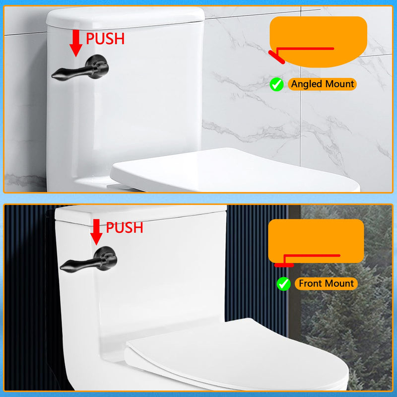 Universal Front Mount Toilet Handle, Toilet Trip Lever Handle Replacement with Stainless Steel Flapper Chain, Black Toilet Tank Flush Handle Lever for Most Toilets 1PC
