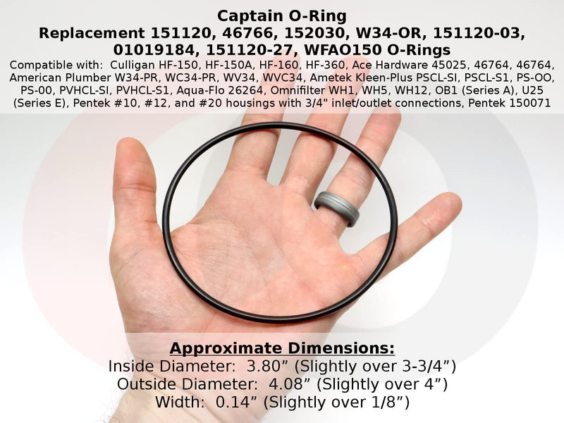 Captain O-Ring - Replacement 151120 / W34-OR O-Ring Compatible with Pentek Water Filter Housing (3 Pack) [Also Called 152030, WFAO150, EV3112-40, etc - NewNest Australia