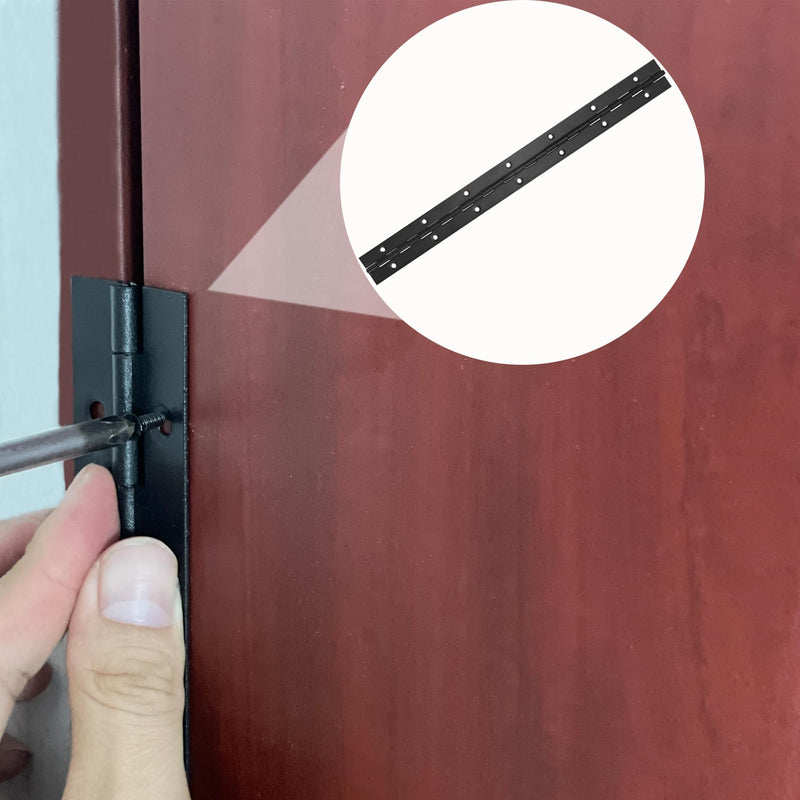 6 Pcs Continuous & Piano Hinges,14 inches Black 304 Stainless Steel Hinges 0.04" Thickness Heavy Duty Continuous Hinges with Holes for Pianos，Door，Wooden Boxes，Cabinet (14inch) 6 14inch
