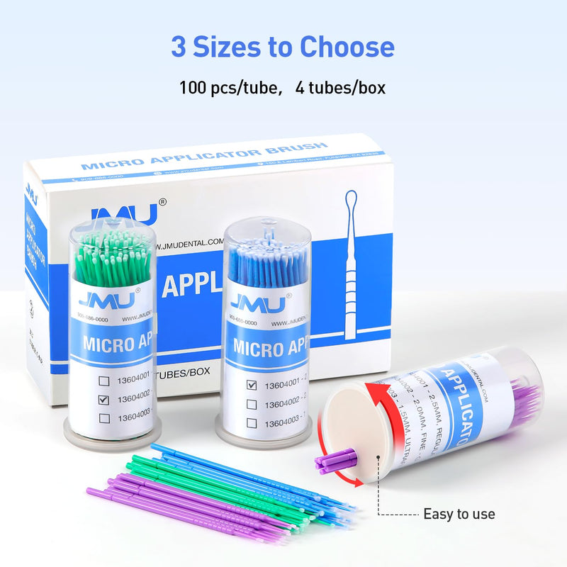 JMU 400pcs Dental Micro Applicators Brushes Superfine, Disposable Dental Microswabs 1.5mm 400