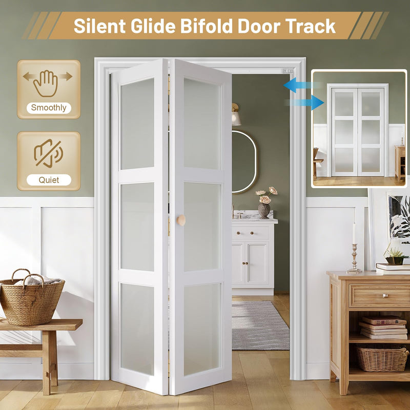 Bifold Door Hardware Kit - 36 Inch Bifold Door Hardware with Track, Bi-Fold Closet Door Track Repair Replacement Tool Kit