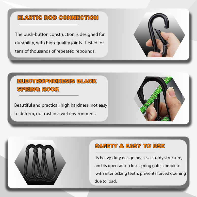M5 Black Carabiner Clip, 3/16Inch Snap Hook Quick Link Small Carabiner Clips, 2'' Spring Carabiner Link Buckle for Fishing Camping Hammock Dog Leashes-220LBS Holding Capacity 100PCSM5