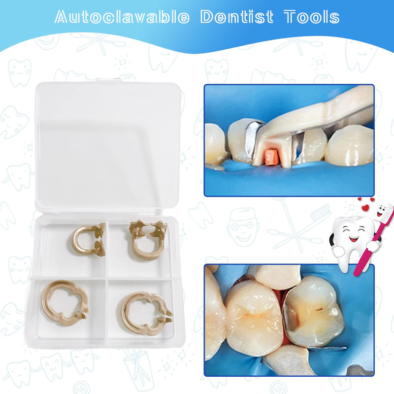 4-Piece Dental Rubber Dam Clamps Set, Hard Resin Material, Includes Anterior and Posterior Rubber Barrier Clips, Endodontic Rubber Dam Holders, Autoclavable Dentist Tools for Tooth Isolation Brown