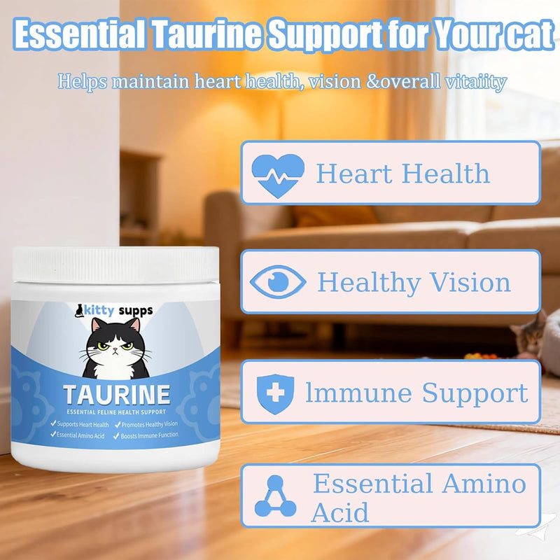 1PCS Kitty Supps Taurine for Cats,KittySupps Taurine for Cats,Taurine Supplement,Immune Support, Boost Energy & Vitality & Daily Wellness, 200 Grams/Bottle (1) 1