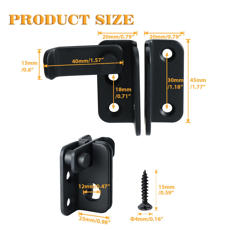 Alise Flip Latch Gate Latch Black,Shed Door Latch Barn Door Lock Shed Lock Shed Latch,Stainless Steel Locking Latches for Shed Barn Fence Chicken Dog Cage Window Cabinet Backyard Garage Doors,S-Size Small Size (SS) Matte Black