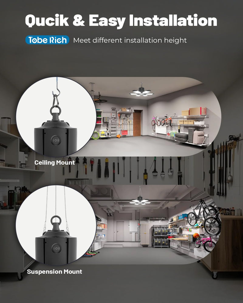 Motion Sensor Garage Light Plug in- Ultra Bright 200W 20000LM Motion Activated Shop Light with 3 Modes, 6500K Indoor Motion Light Bulb for Garage, Workshop, Utility Room (1 Pack) 1
