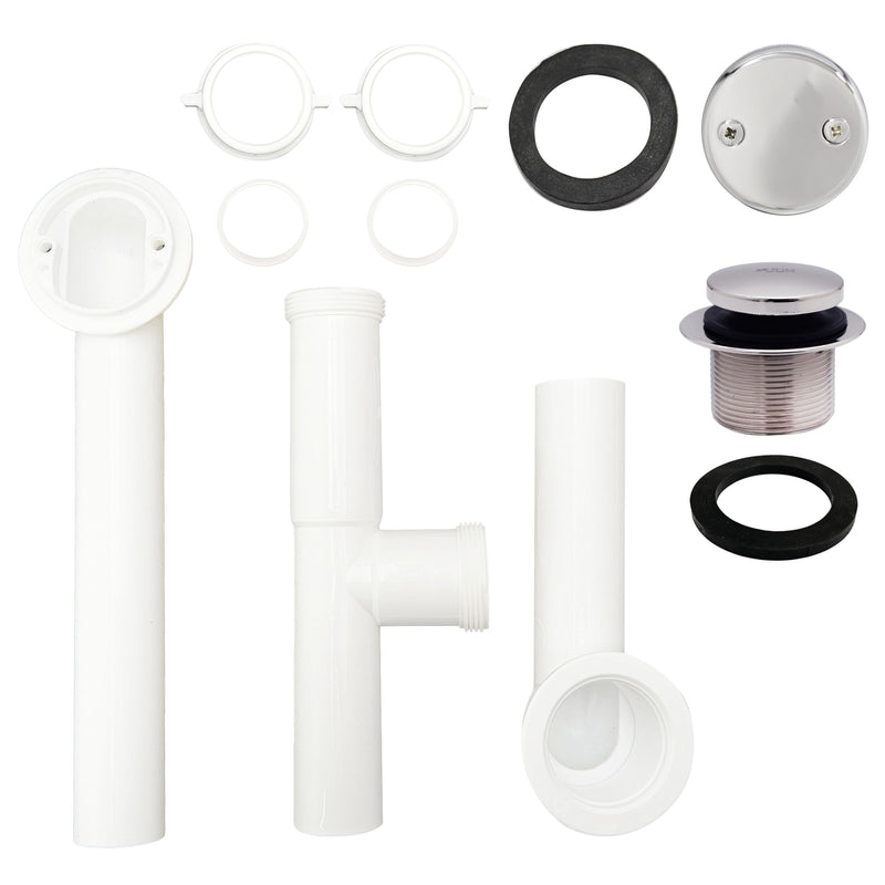 Westbrass Y593244CP White Tubular Tip-Toe Bath Waste and Overflow Assembly, Polished Chrome 1 Pack