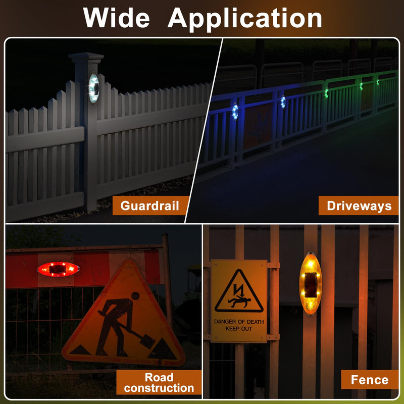 Aolyty Solar Strobe Warning Light Outdoor, Bright Solar Safety Flashing Light 4 Pack Road Signs IP54 Waterproof for Construction Site, Traffic, Dock, Marine, Stop Sign (Red) Red