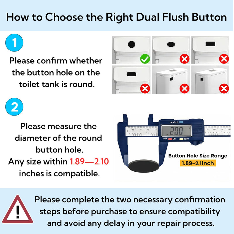 2-Pack Universal Dual Flush Toilet Button Replacement - 48mm Adjustable Chrome Top-Mount Kit for Glacier Bay, TOTO, KOHLER & Most Brands