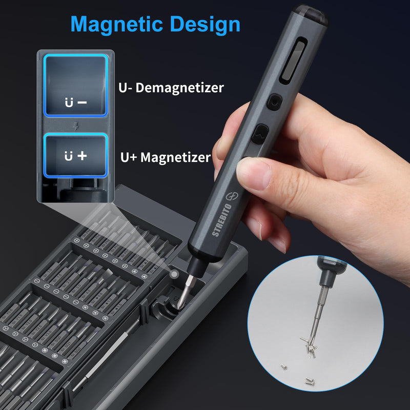 STREBITO Mini Electric Screwdriver, 70 in 1 Small Electric Screwdriver Set Upgraded