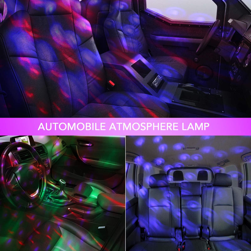 USB Mini Disco Ball Party Lights, Sound Activated DJ Stage Strobe Lights, Portable Led Car Atmosphere Lights for Xmas Stocking Stuffers, Parties, Karaoke, Bar (2 Packs) 2 Packs