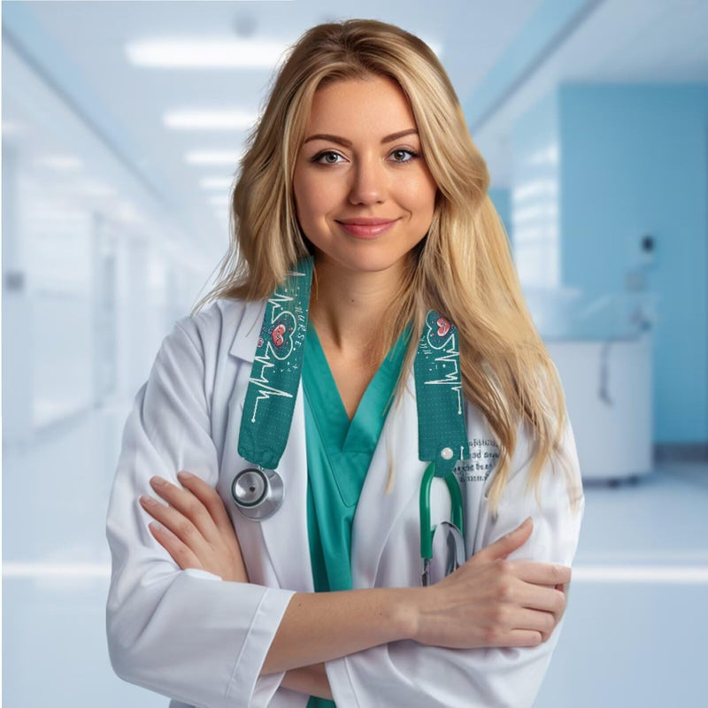LedBack 2 Pack Stethoscope Sleeve for Doctors and Nurses Stretchy Slim Stethoscope Sleeves Removable Universal Fit Stethoscope Accessories, Green Heart EKG Print