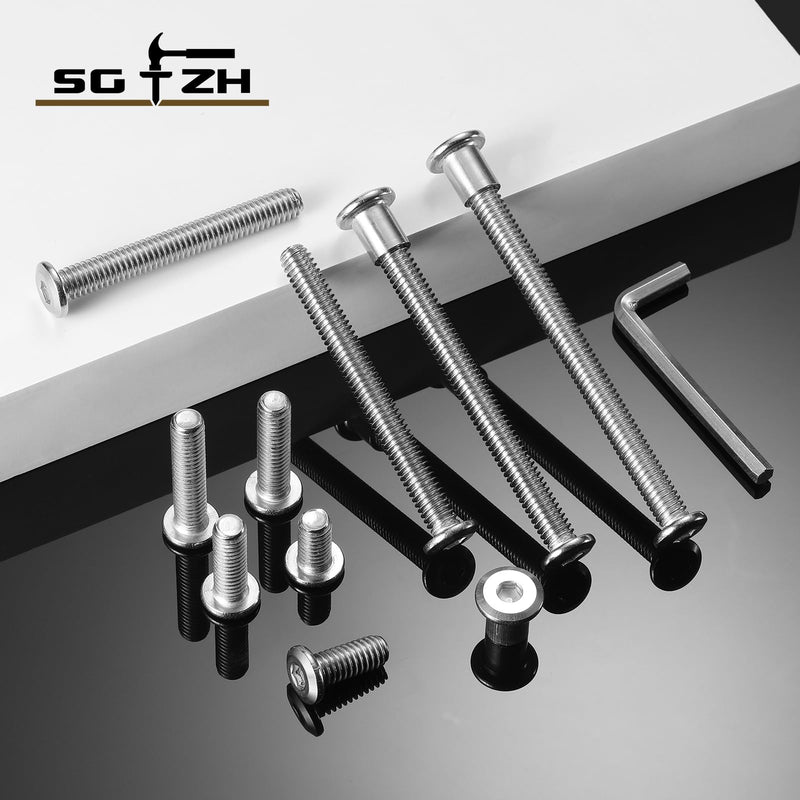 1/4-20 x 1-1/4" 20Pcs Flat Head Hex Socket Cap Screws Bolts Barrel Nuts Kit, 304 Stainless Steel 18-8, Full Thread by SG TZH (with Hex Spanner) 1/4-20 x 1-1/4" Silver 20