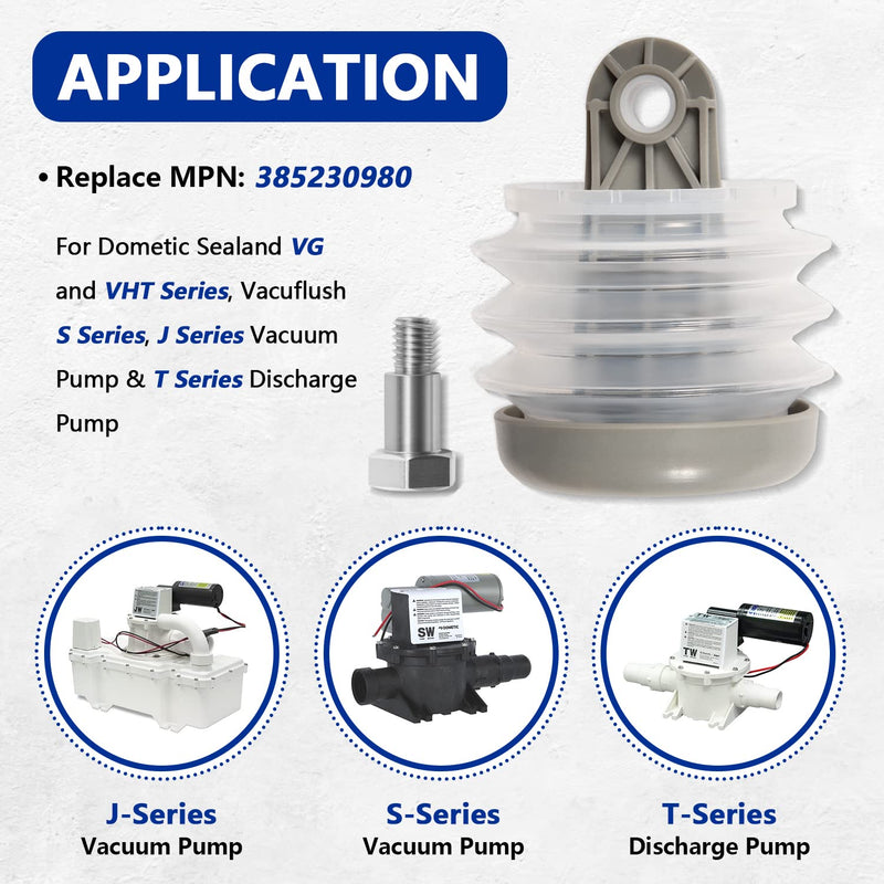 385230980 Pump Bellow Kit Toilet Pump Bellows S/T Pump Kit for Dometic/Sealand VG & VHT Series, Vacuflush S, J, T Series Discharge Pump, Including Bushing and Bolt