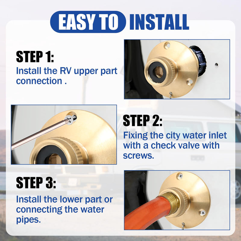 513110-1 Fresh Water Inlet, Has Standard Female Swivel Hose Connector 1/2" x 3/4" for Marine, Trailer, Motorhome Inlet