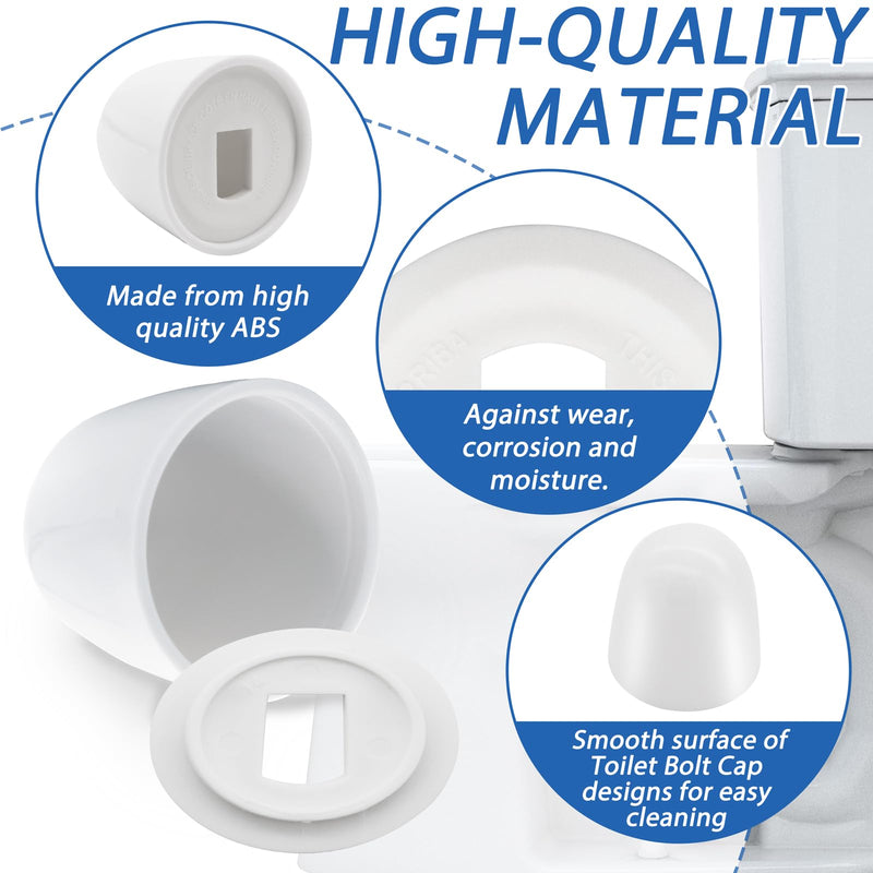 20 Pieces Universal Toilet Bolt Caps, Round Plastic Push-On Toilet Bowl Bolt Caps Covers with Washers for Toilet Bowl Screws, 1.45 Inch Height, White Color