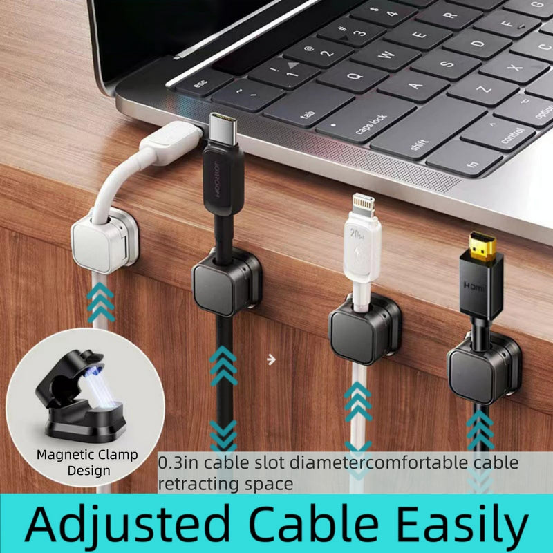 10 Pack Magnetic Cable Clips,Adjustable and Convenient Cable Management, Wire Holder Organizer, Conceal or Arrange Phone USB Charger Cables for Home, Office, Car, Desk, or Nightstand. (Black) Black