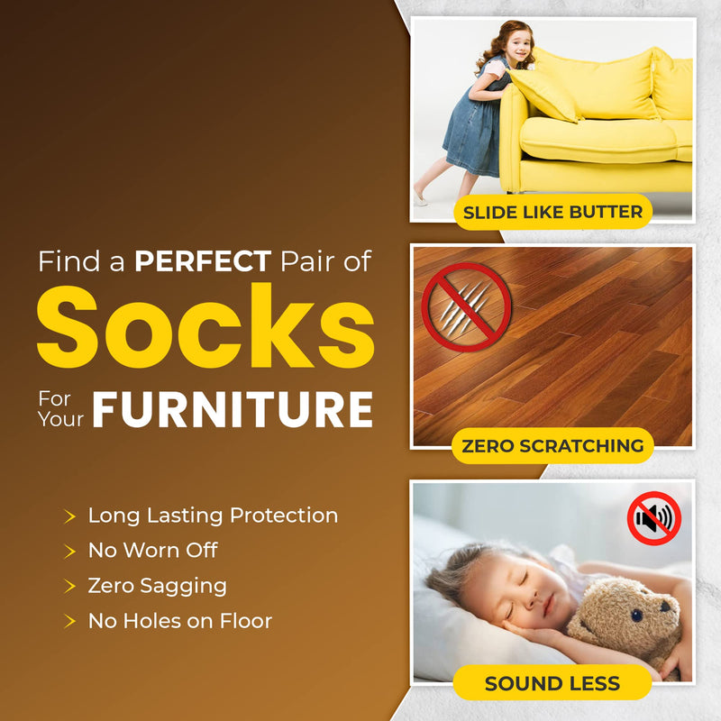 48 Pcs Brown Premium Chair Leg Socks Protectors for Hardwood Floors - Not Falling Off - Easy to Put On - Fits Round and Square Legs - High Elastic Bar Stool Leg Covers - Furniture Pads for All Shapes