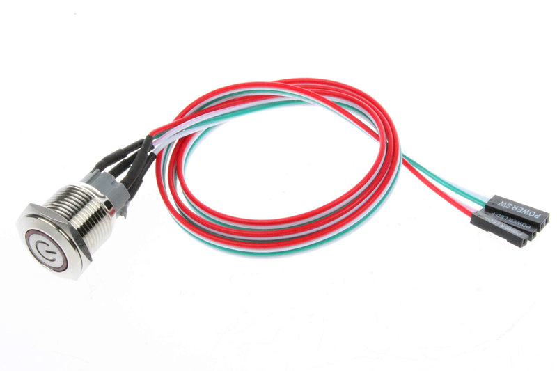 NOYITO 16mm Chassis Switch Metal Button Switch with 22inchs Extension Cable Red Yellow Blue Green Switch Symbol Suitable for Computer DIY Switch (16mm, Blue Symbol)