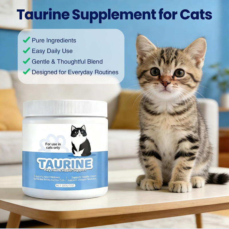 Taurine for Cats,Taurine Powder Supplement for Cat - Supports Heart Health, Eye Function & Immune System - Essential Taurine for All Cat Breeds & Ages,7oz