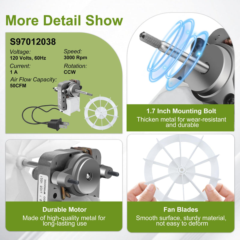 Bathroom Vent Fan Motor and Ceiling Blower Wheel Replacement fit for Nu-Tone Br-oan 663 668 688 659 662 678 50CFM 120V S97012038 Electric Motors Kit by Fetechmate 1