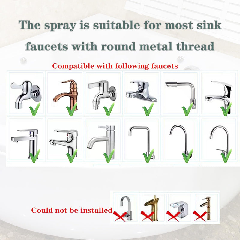 Bathtub Shower Head Sink-Faucet set，Tub faucet spayer attachment with 5 Adapters and 59" Hose for Pet Dog Rinse、 Baby Bath 、Hair washing, ON/OFF Extension for Tub, Utility Sink, Garden and Bathroom