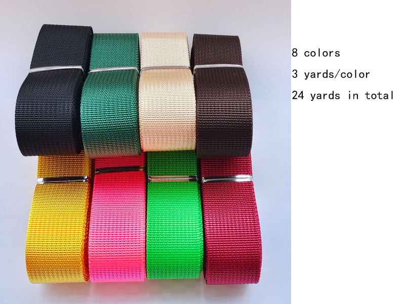 1 Inch Nylon Webbing 6 Yards 20 Yards 22 Yards 24 Yards Durable Flat Nylon Strap for Backpack Cargo Strap Pet Leash or Collar Craft Mixed Color 3 24.0 Yards