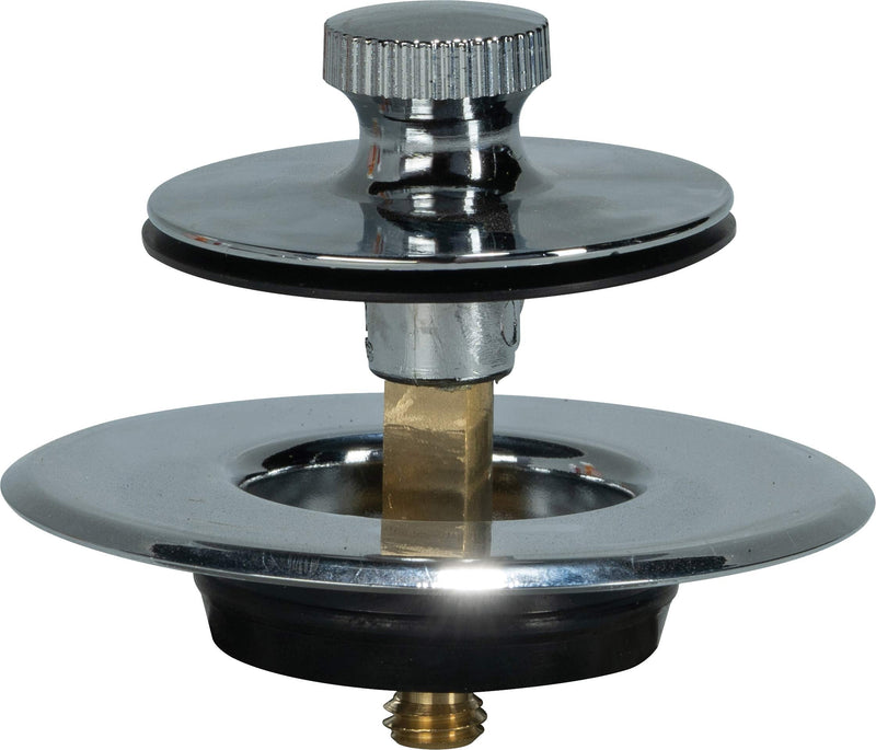 AB&A 60187 Tub Drain Trim Kit with Turn-Top Stopper, Classic High-Capacity Overflow Plate, and Press-In Strainer Cover, Chrome Pack of 1
