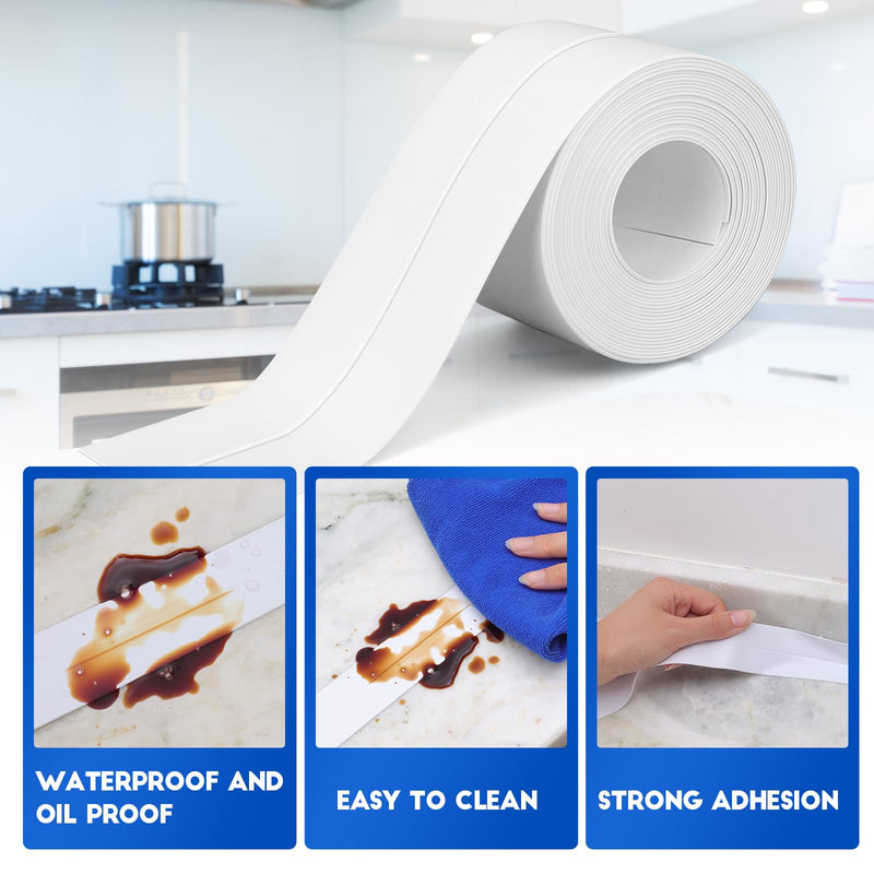 White Caulk Tape,5 Rolls Caulk Tape Waterproof Self Adhesive, Toilet Caulk Strip,Caulk Tape for Bathtub, Kitchen, Countertop,Sink,Wall Tile Edge Peel and Stick Caulk Sealing Tool (1.5" x10Ft)