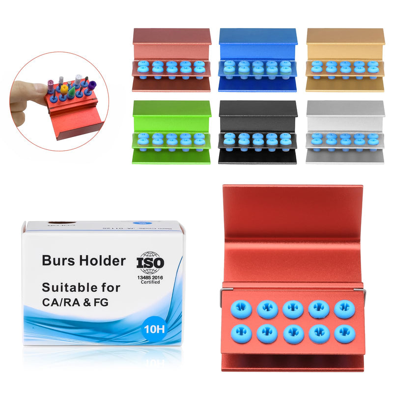 EustomA 10 Holes Burs Holder 4pcs/Set Blocks Autoclavable Bur Case (Mixed Color) Mixed color