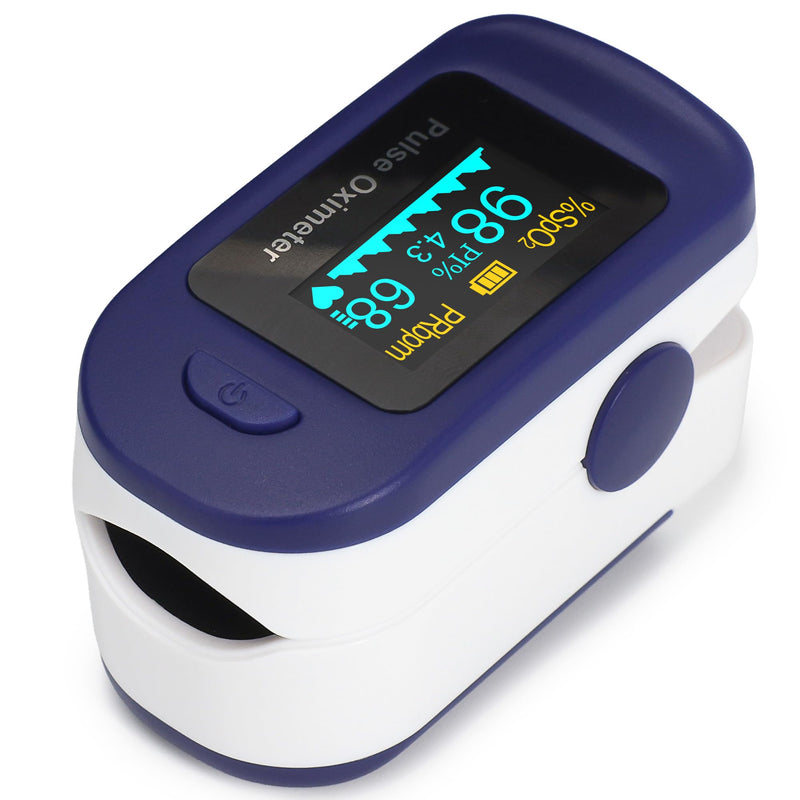 Zacurate 500B-B Wireless Bluetooth Fingertip Pulse Oximeter, Blood Oxygen Monitor with Free App, SpO2, Plethysmograph, and Perfusion Index Finger Oxygen Sensor Blue
