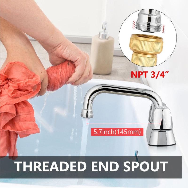 2 Handles Utility Laundry Sink Faucet 4 Inch Centerest Laundry Faucets for Utility Sink Laundry & Utility Room Sink Faucet with Swivel Spout and NPT3/4 Threaded End Polish Chrome