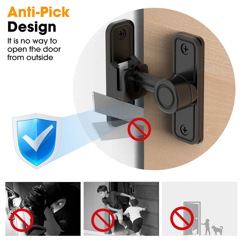 Sliding Barn Door Lock Hardware, 90 Degree Locks for Barn Doors, Flip Gate Latches for Barn, Garden, Bathroom, Outdoor, Garage, Window (Black) Black