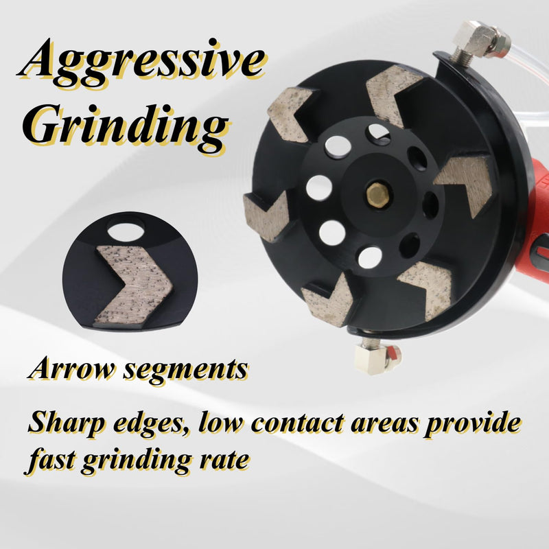 High Performance Diamond Grinding Cup Wheel, 5’’ Aggressive Arrow Segment Grinding Wheel for Concrete Thin Epoxy Coating Removal, 5/8"-11 Arbor, 30/40 Grit, 6 Segments 5''
