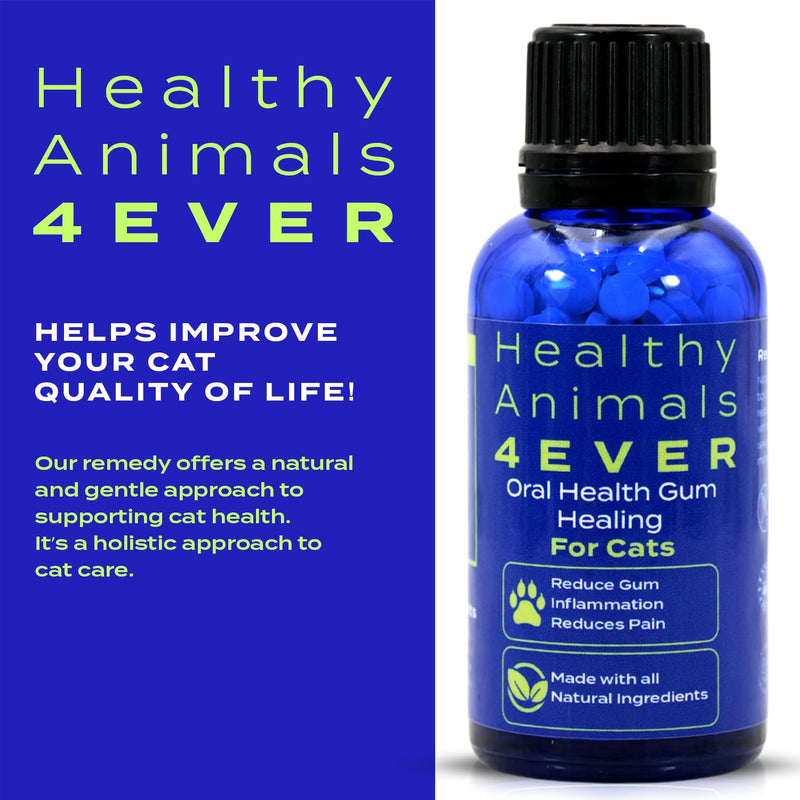 Healthy Animals 4 Ever Oral Health Gum Healing for Cats - Relieves Inflammation, Soothes Pain, Fights Gum Disease - Natural, Non-GMO, Organic - Gluten, Preservative & Chemical Free Supplement - 300 ct