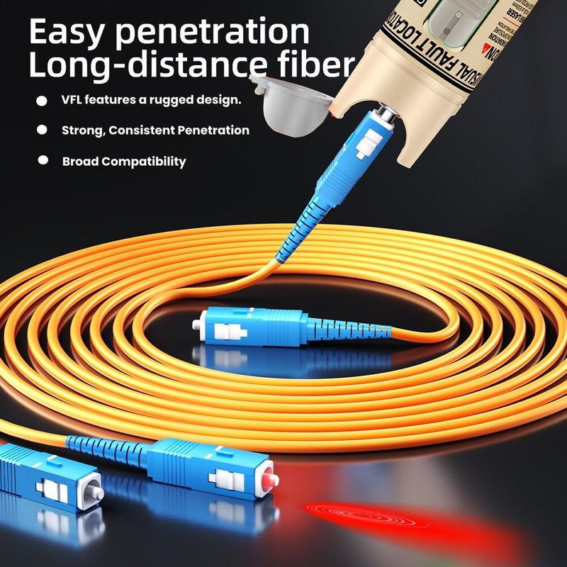 Visual Fault Locator,80-100KM Fiber Optic Tester Kit - Include Single Mode 9/125um FC Male to LC Female Adapter, VFL for Fiber Network Cable Test HT-80