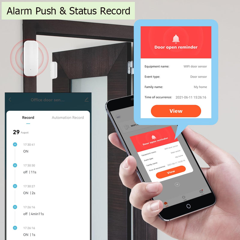 Smart Door and Window Sensor: WiFi Door Sensor for Home Security, App Alerts, Wireless Contact Sensor, Programmable with Smart Life Devices, Compatible with Alexa, Google Assistant (4-Pack) 4-Pack