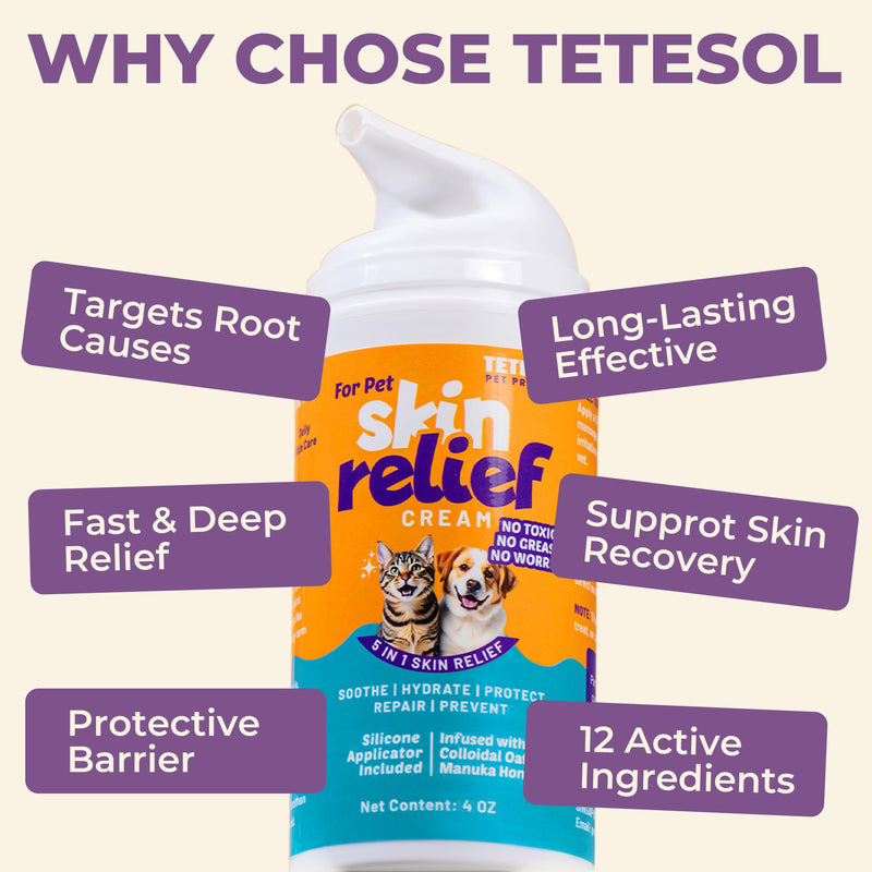 Dog Itchy Skin Relief Cream Hot Spot Treatment, Dogs Balm Rapid Healing Dry Itchy Skin with Colloidal Oatmeal Manuka Honey- 100g Lotion with Applicator