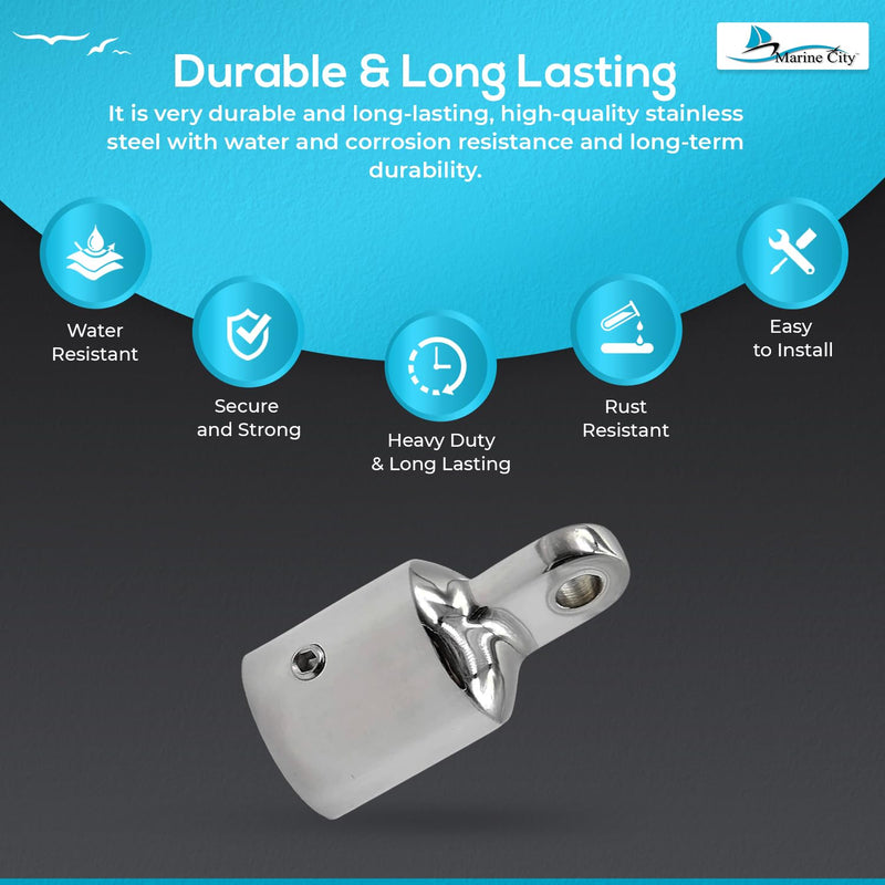 Marine City 316 Stainless Steel Round Outside Eye End for Bimini Top 7/8" – Heavy-Duty Marine Hardware for Boats, Ships & Yachts (Pack of 2)