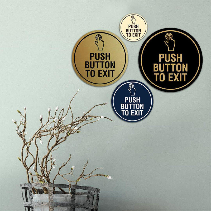 Signs ByLITA Circle Push Button To Exit Sign (Red) - Small (5 Pack) 4"- Small (5 Pack) Red