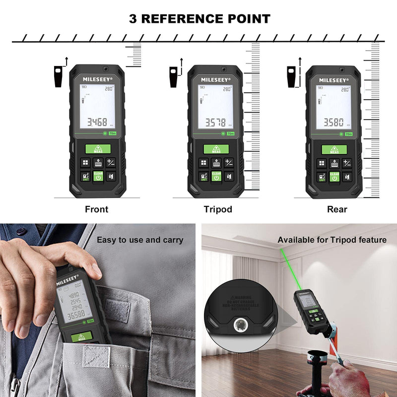 Mileseey S8GA Laser Measuring Tool Green Beam 230 ft, Green Light Laser Tape Measure with Angle Sensor, IP65, Pythagorean, Distance, Area, Volume Measuring, ±1/16in Accuracy… Green Beam - 230 ft