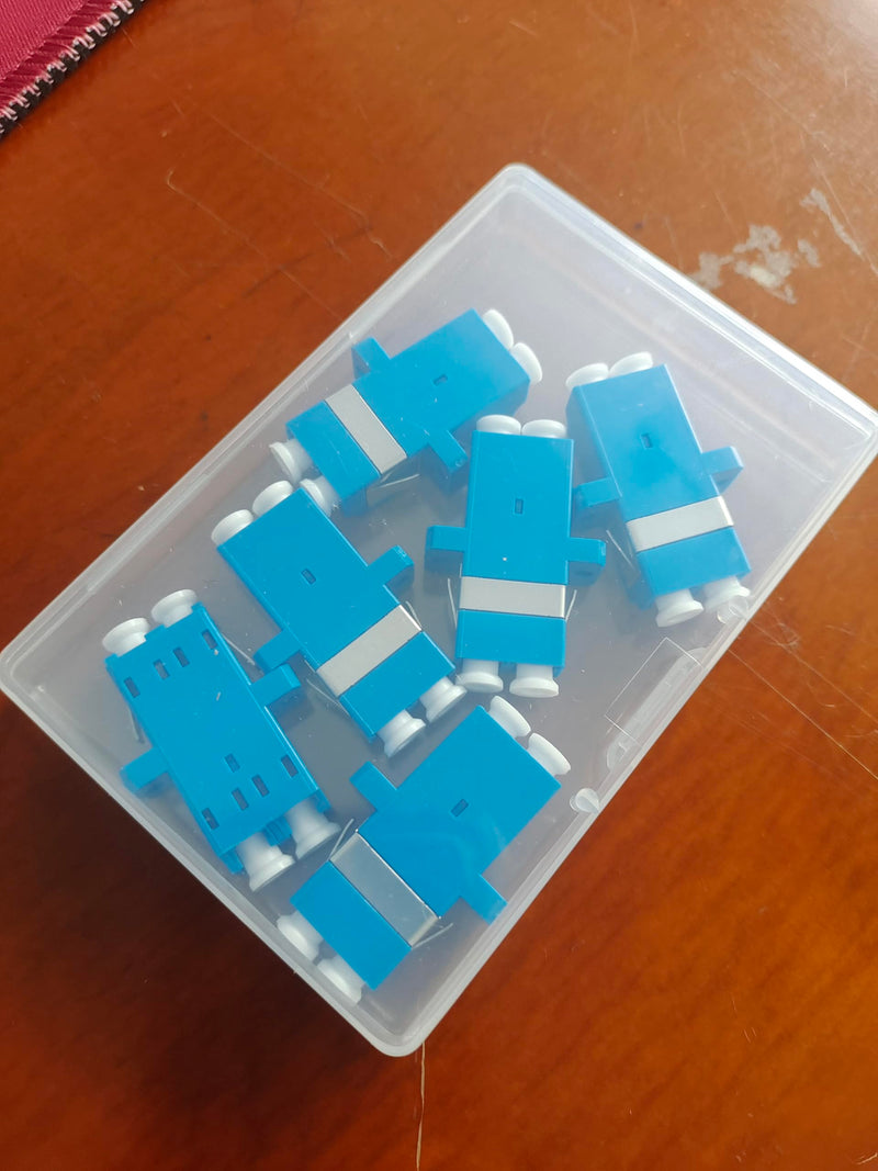 6 Pack Single Mode Fiber LC to LC Adapter, Duplex Coupler (SM, 9/125μm), Blue Flange Type for Secure Fiber Optic Cable Connections