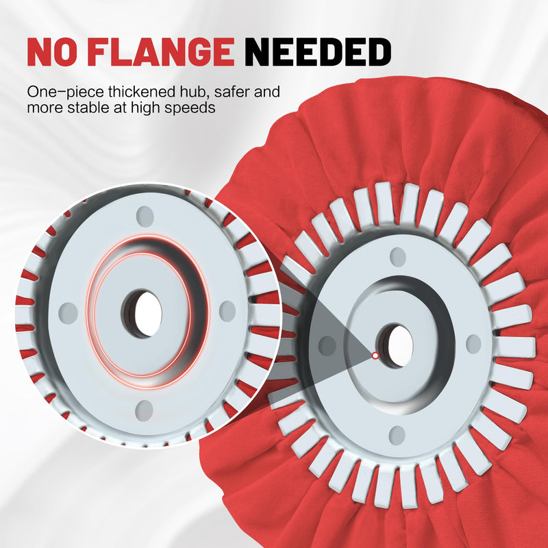 8" Airway Buffing Wheel, 9Pcs Aluminum Polishing Wheel Kit for Angle Grinder, Polishing Compound and Metal Polishing Pads for Stainless Steel Chrome Car Polish Mirror Finish (5/8" Arbor Hole)
